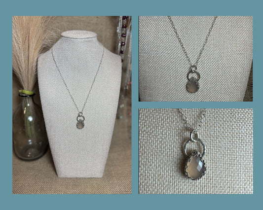 NECKLACE: PINK CHALCEDONY PENDANT