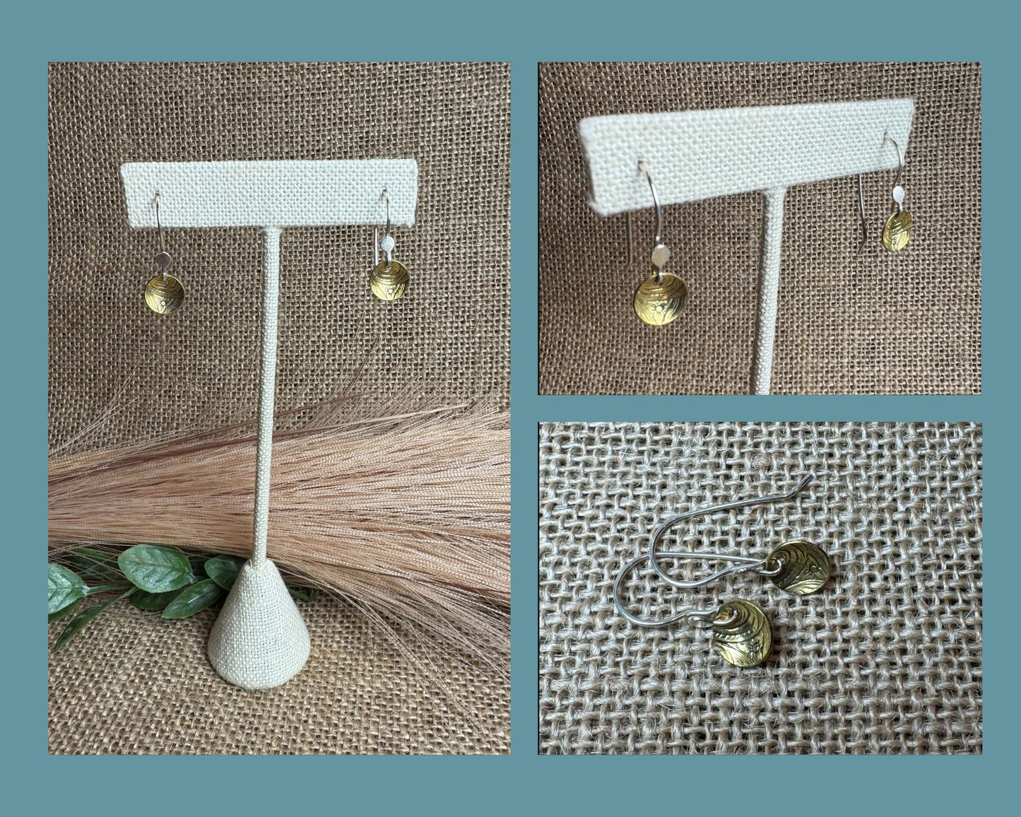 EARRINGS: TINY SILVER AND BRASS