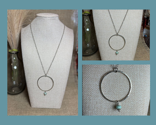 NECKLACE: BLUE AMAZONITE CIRCLE PENDANT