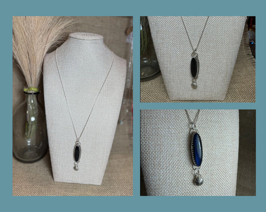 NECKLACE: BLUE LABRADORITE SEA URCHIN PENDANT
