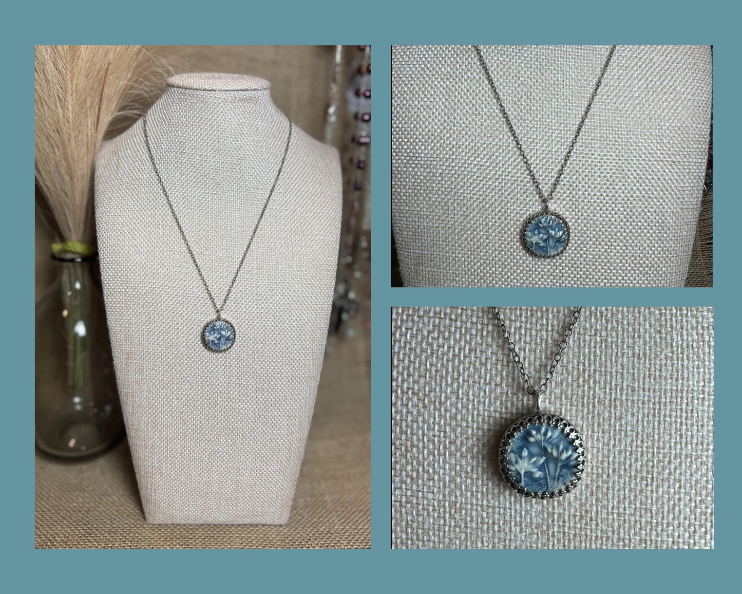 NECKLACE: CERAMIC WILDFLOWER PENDANT