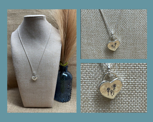 NECKLACE:  SAND CASTED HEART PENDANT